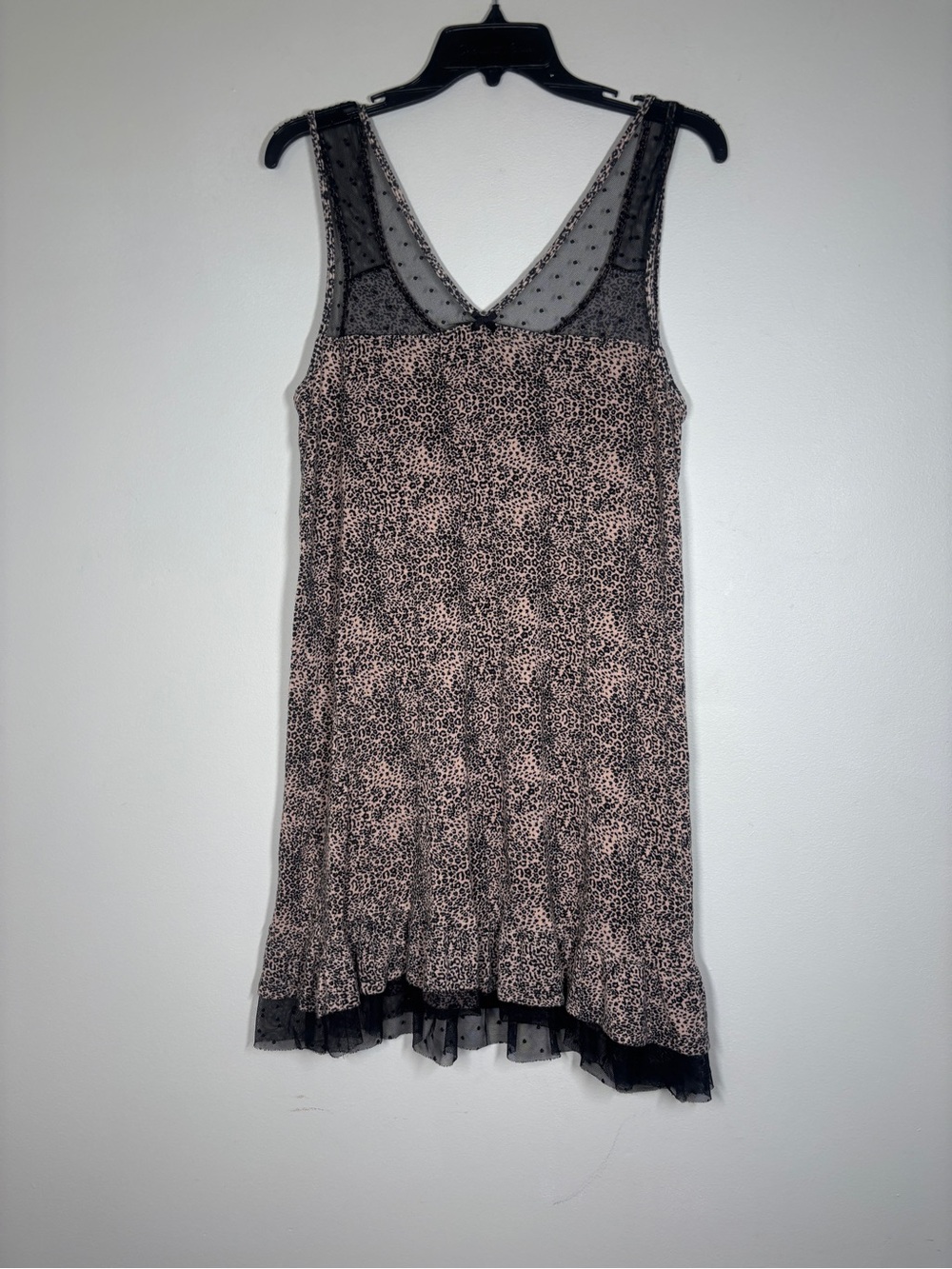 Rene Rofe Black and Blush Leopard Lace Chemise